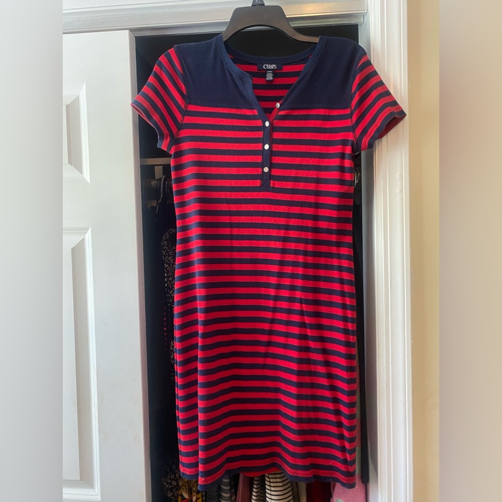 Chaps medium striped dress